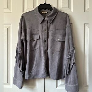 Mystree Faux Suede Fringe Jacket